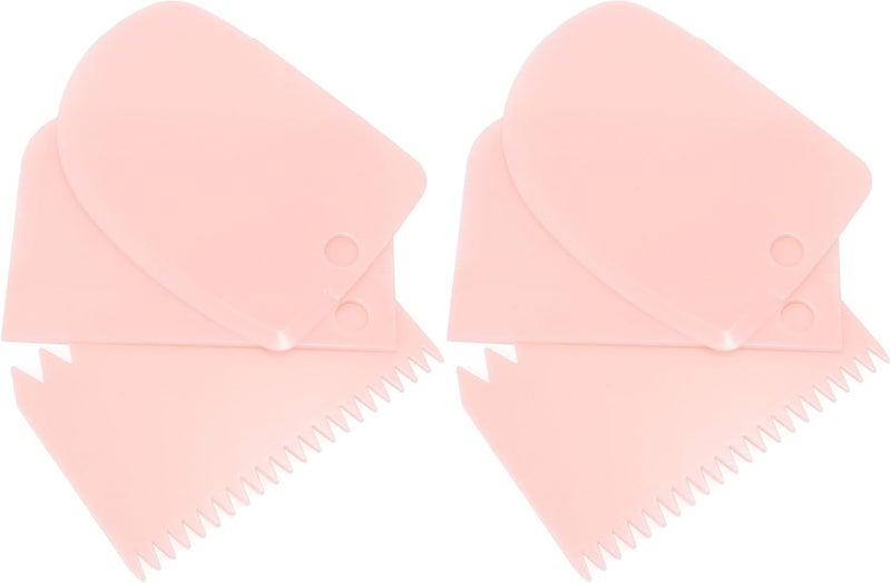 LSGZJZY Cake Decorating Scraper Set, 6 Piece Plastic Icing Smoother Tools, Serrated and Flat Edge Dough Scrapers for Baking, Pastry, Bread, Pizza, 2.95-4.81 Inch(pink) - Image 1
